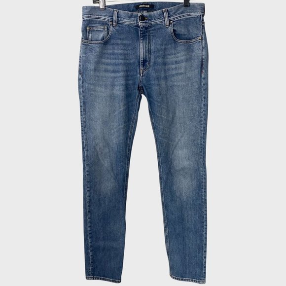 Roberto Cavalli Firenze Slim-Fit Denim Jeans Blue Men's Size 32 Light Wash Italy